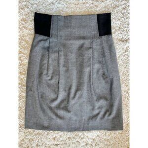 BCBG Max Azria Gray Pencil Skirt With Black Stretch Panels Size 0